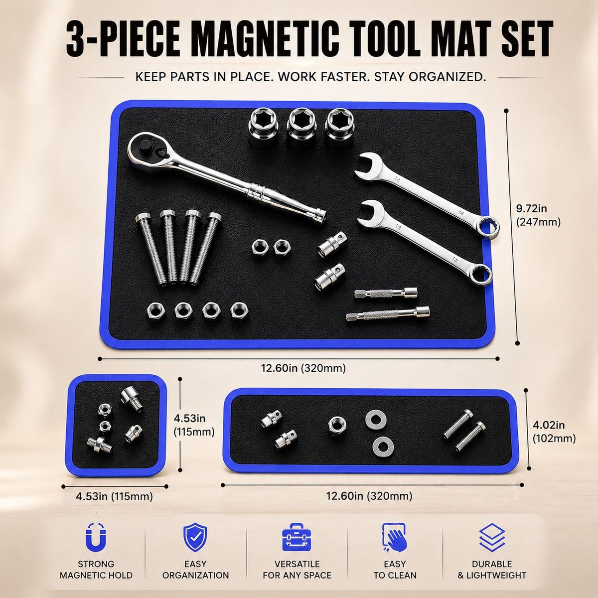 Magnetic Tool Mat – Heavy Duty Magnetic Organizer for Mechanics, Garage & Toolbox