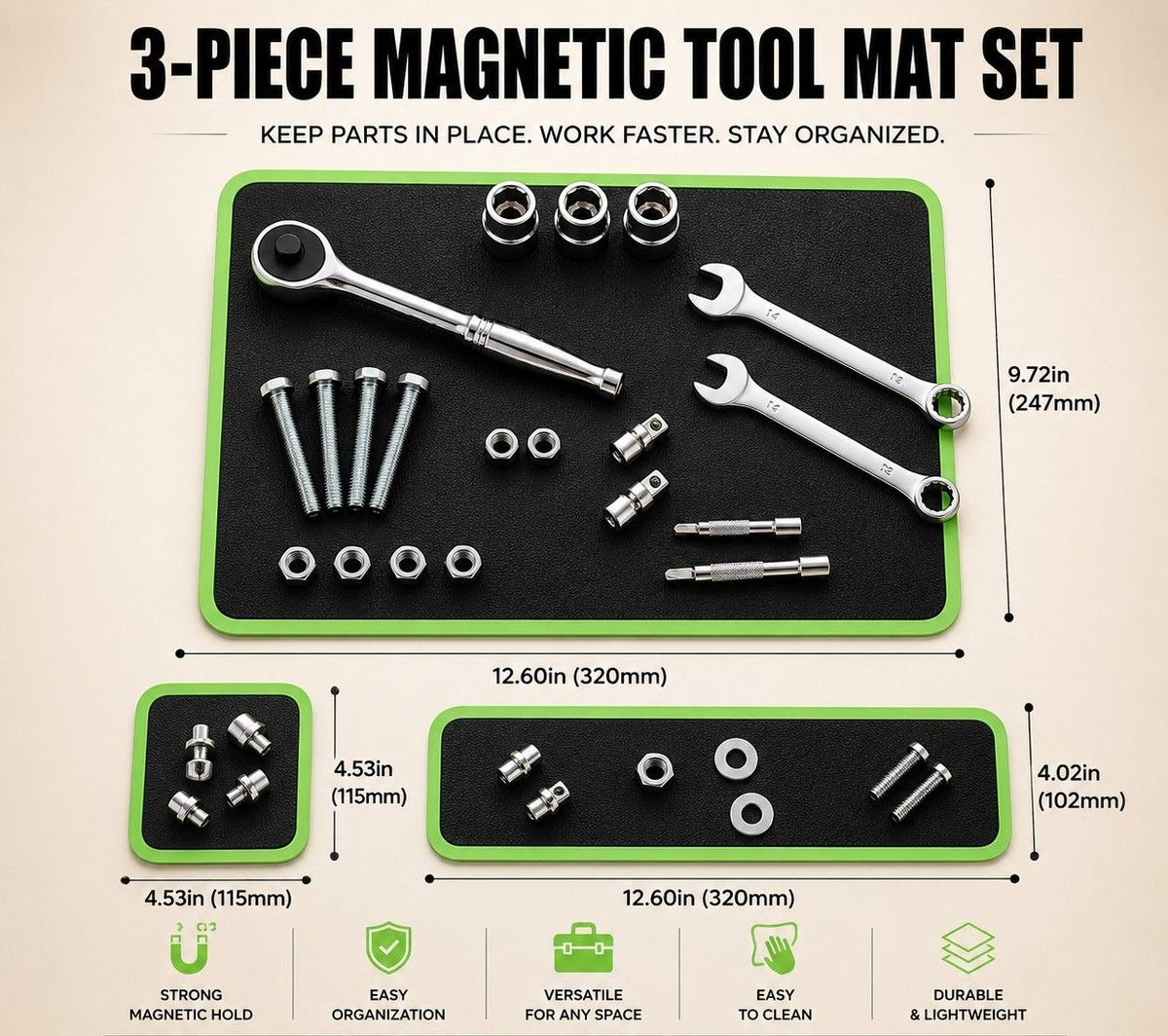 Magnetic Tool Mat – Heavy Duty Magnetic Organizer for Mechanics, Garage & Toolbox