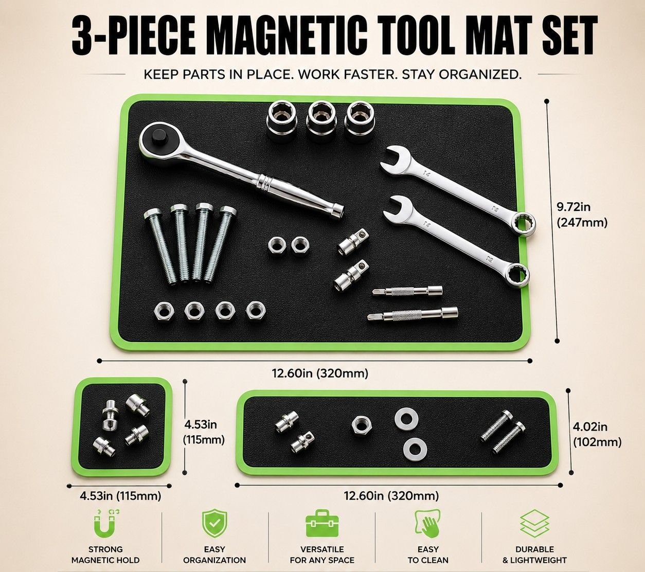 Magnetic Tool Mat – Heavy Duty Magnetic Organizer for Mechanics, Garage & Toolbox